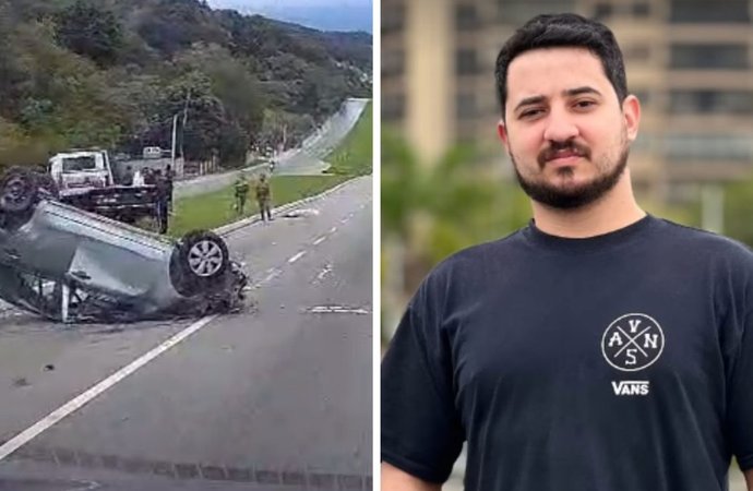 Motorista morre ejetado de carro em capotamento na Avenida das Torres, em São José