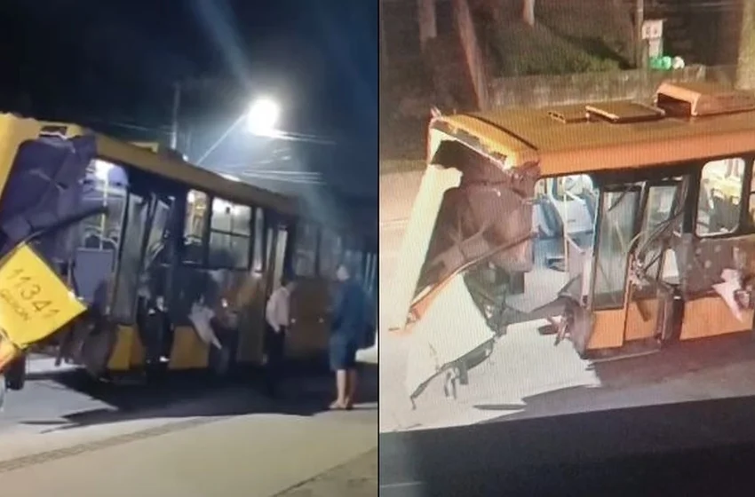 Trem atinge ônibus vazio e interdita trânsito na zona Sul de Joinville
