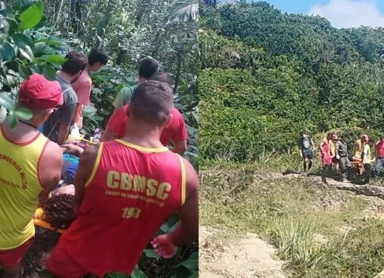 Adolescente de 15 anos é resgatada por helicóptero após queda em trilha em SC