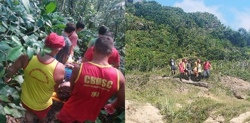 Adolescente de 15 anos é resgatada por helicóptero após queda em trilha em SC